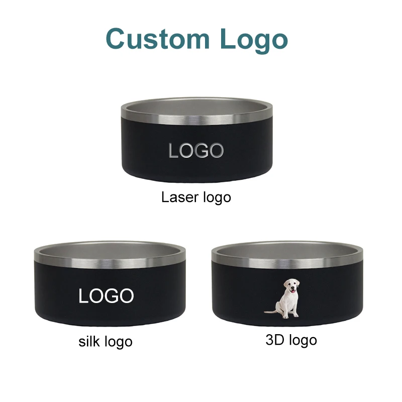 Wholesale Custom Logo 18 oz Pet Bowls 304 Stainless Steel Vacuum Insulated Non Slip 32oz Pet Food Feeder Bowl for Dog and Cat
