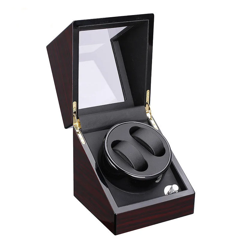 Luxury Red Sandalwood Paint Watch Winder Box Custom Silent Rotation Speed Regulation Automatic Winder