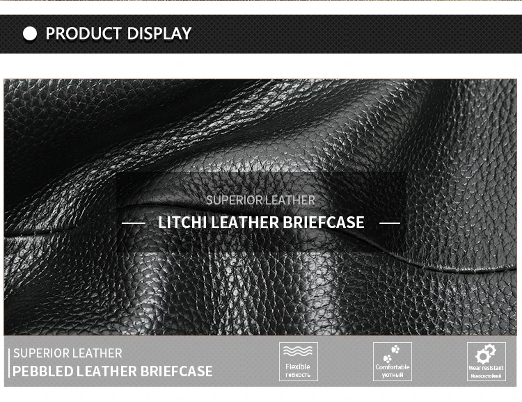 Smooth Cowhide Leather Business Briefcase Large Capacity Multi-layer Briefcase Business Travel Office Laptop Bag