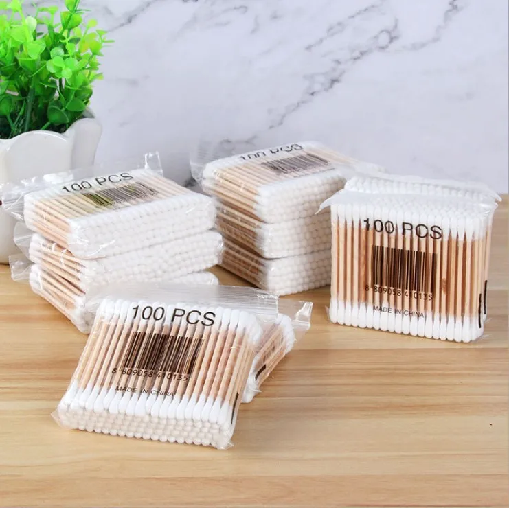 2023 Makeup cotton swabs disposable 100 pcs medical cotton swabs double headed cotton buds wholesale