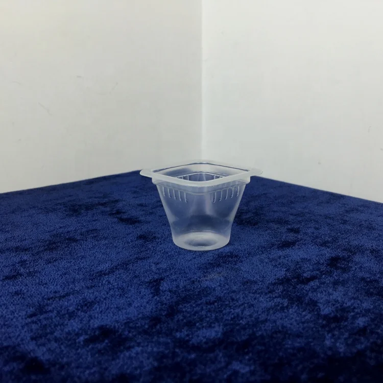 
25ml Clear Food Grade Mini Pudding Fruit Chocolate Square Shaped Plastic PP Cup With Cover 