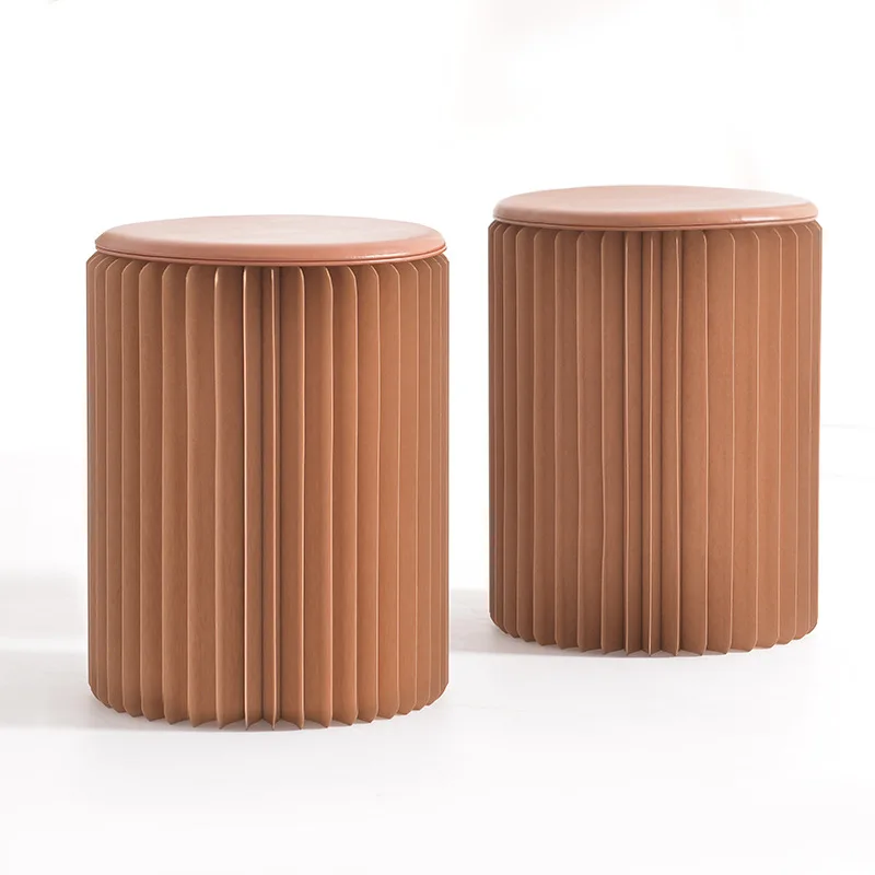Fashion innovation kraft paper style round stool telescopic folding outdoor portable