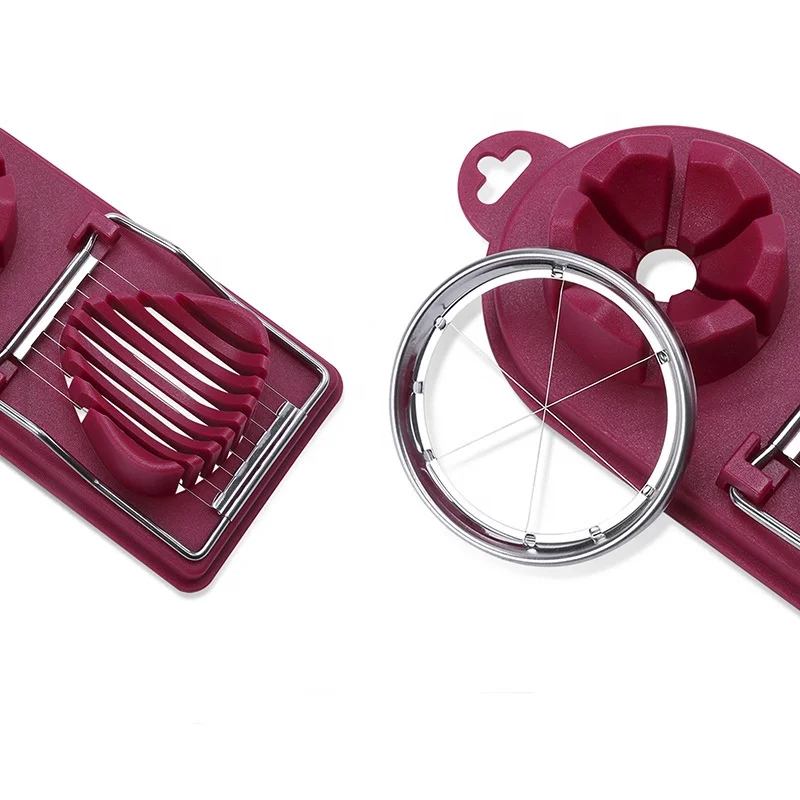 Wholesale Kitchen Gadgets 2 in 1 Plastic Material Egg Slicer Multifunctional Stainless Steel Wire Egg Cutter For Boiled Eggs