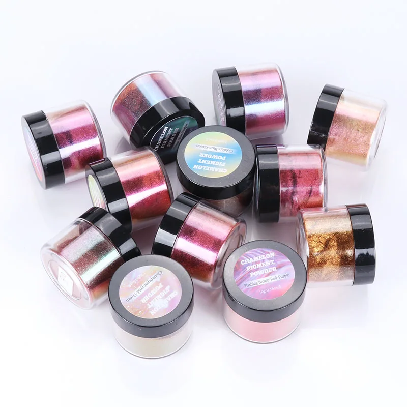 4 bottle/set Super color shifting mirror chrome green Silver rainbow holographic chameleon pearl pigments