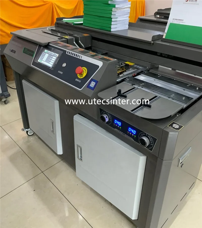 UK5 Automatic double run Silence Side eva glue book cover binding machine, a4 a3 hotmelt notebook binder stapler