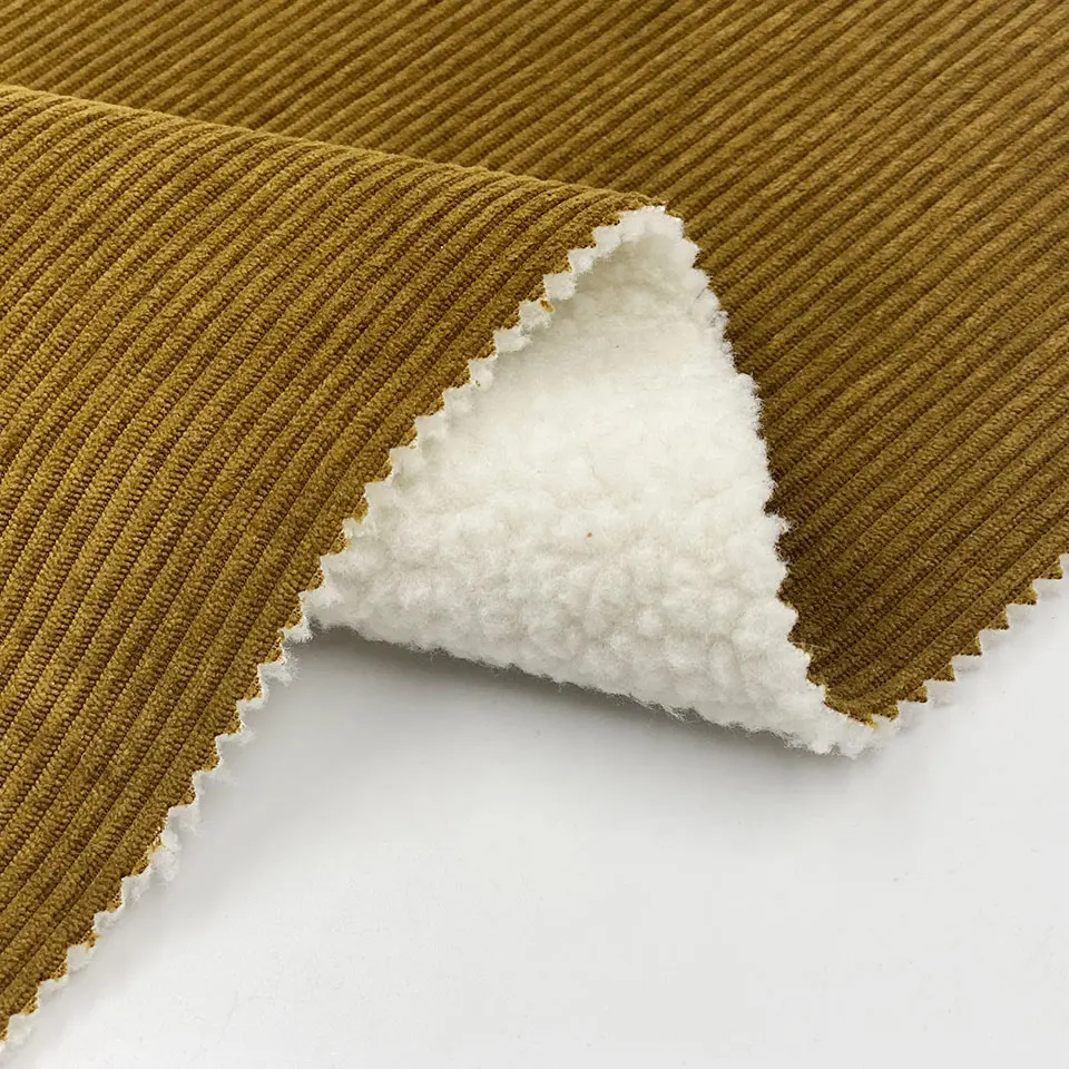 Fashion winter coat men woman garment suit Burnout outdoor wide wale corduroy bonded think fleece fabric for jacket