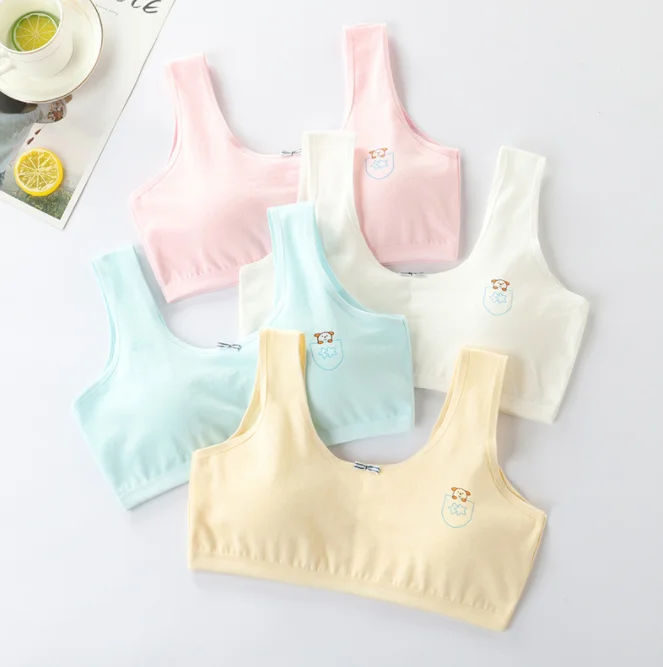 Best sell girl underwear soft double layer cotton 12 - 16 year school girl bra training bras teen bra for young girls