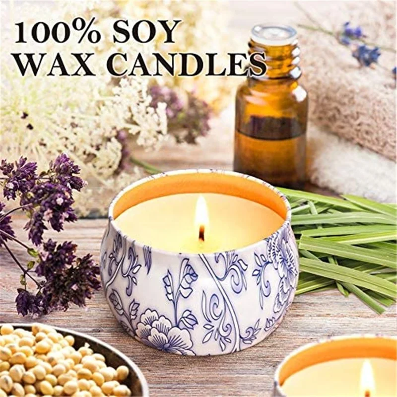 
2021 New Prodcut Wholesale OEM Luxury Custom Logo Fragrance Tin Box Flower Organic Soy Wax Scented Candles 