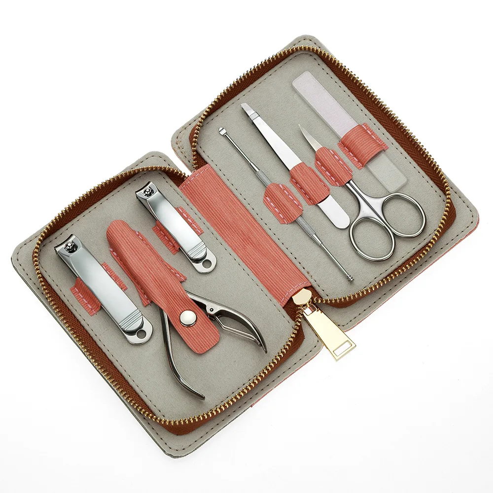 personal logo luxury 7pcs manicure pedicure set grooming set