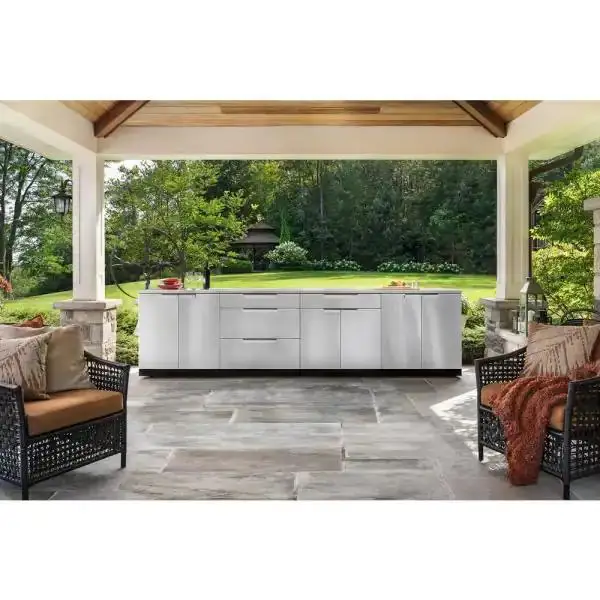High end customized modern stainless steel BBQ kitchen cabinet with outdoor kitchen island for outdoor