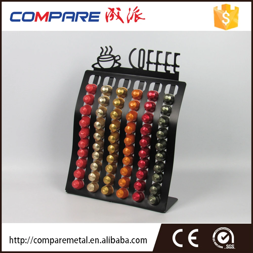 Modern Black Powder Coated Metal Coffee Pod Holder Nespresso Capsule Holder Functional Storage Design Kitchen Use Box Packed
