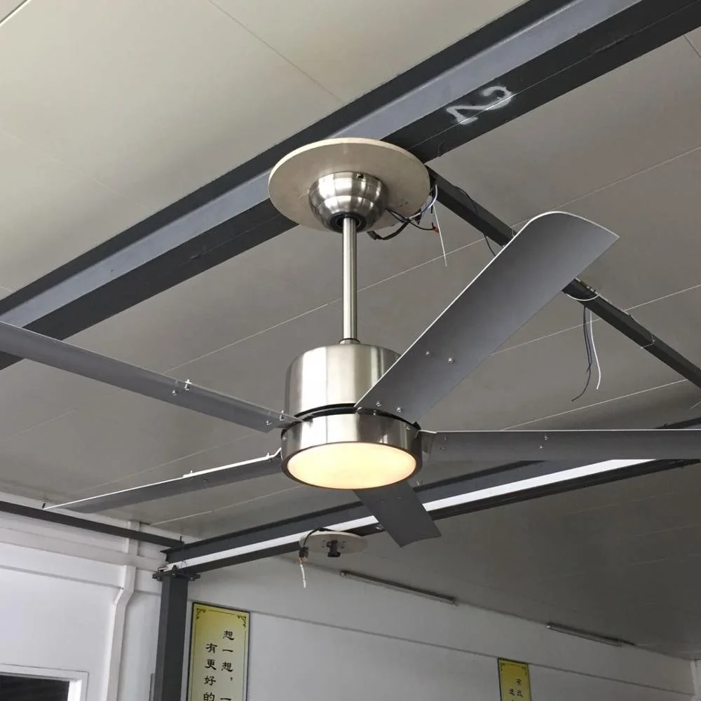 52 inch Air Cooling Fan Industrial Fan Modern Brushed Nickel LED Ceiling Fan Light with 5 Aluminium Blades,Wall Control