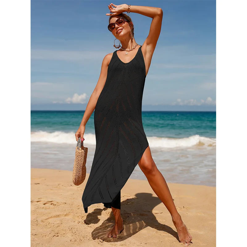 Missadola Wholesale  Crochet Beach Swim Cover Up Dress Knitted Mesh Bathing Suit sexy Swimsuit Coverup Swimwear Skirt