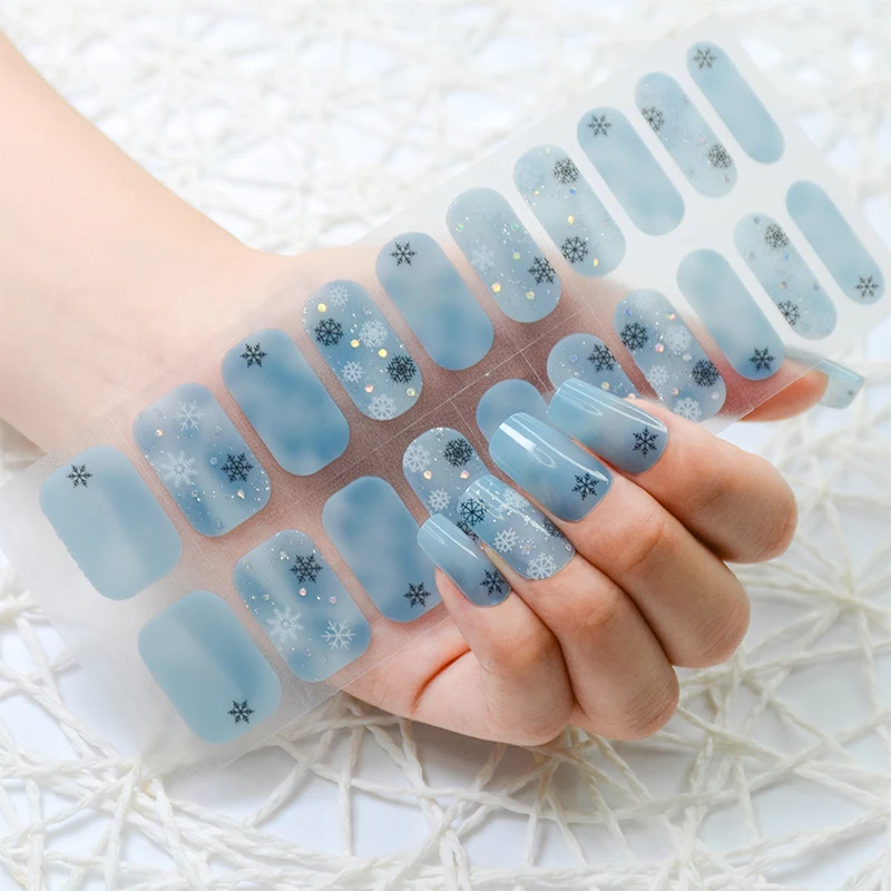 Hot selling good quality 11 size colorful nails art stickers disposable healthy gel nail stickers