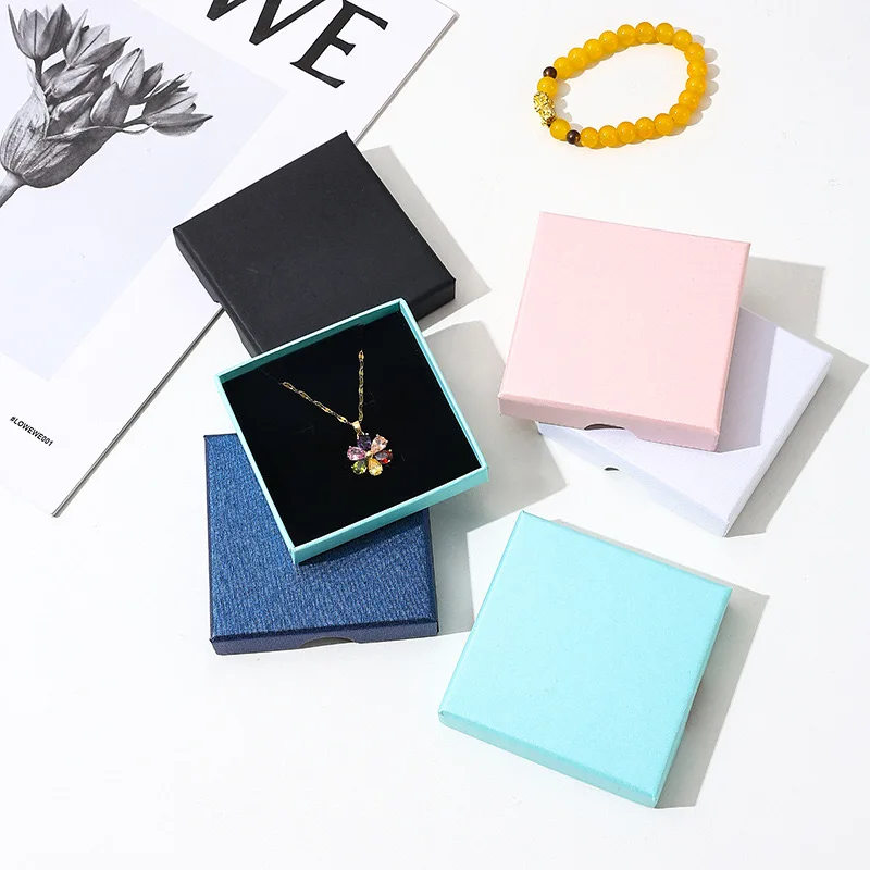 Custom logo small jewelry paper packaging gift box girls ring earrings bracelet necklace jewelry box with foam