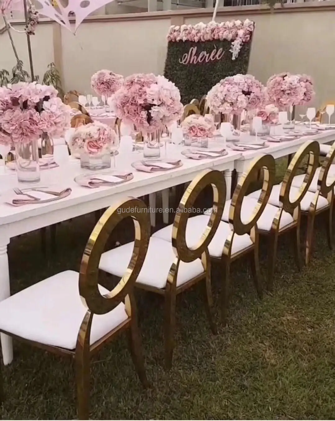 Cheap price Wedding Hotel Stainless Steel  Luxury Gold Wedding Chair Excellent Quality
