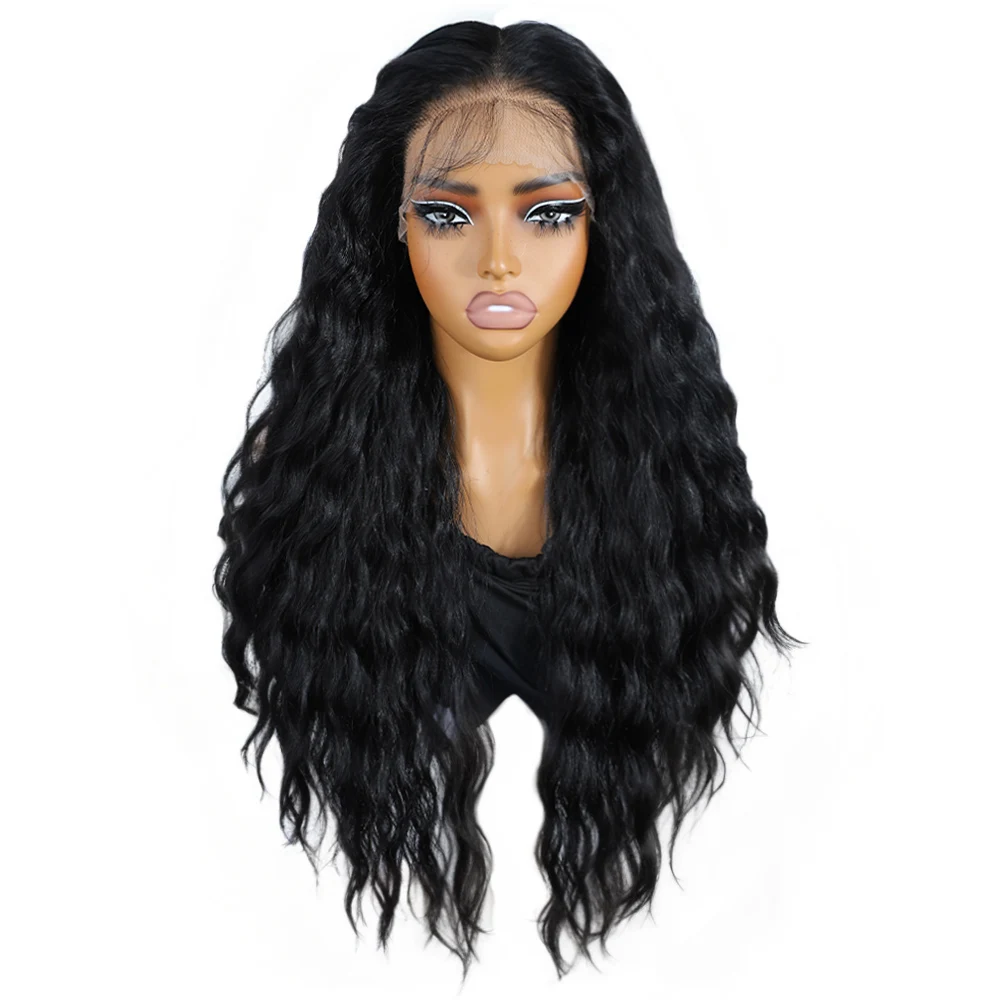 Ariel 13*6 Long Water deep Wave With Baby Hair Synthetic Wig For Women Heat Resistant Long Wave 13*6 Lace Front Synthetic wig