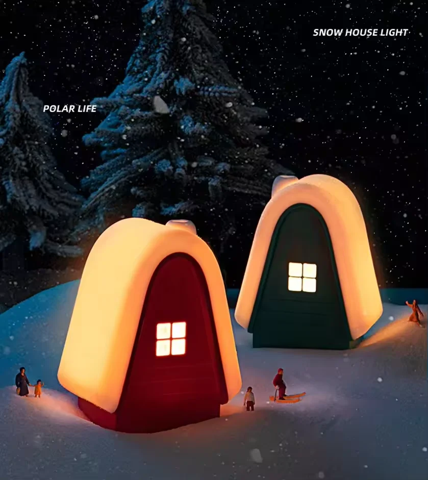 Cute Lamp Christmas House Night Light Soft Silicone Rechargeable Atmosphere Baby Touch Smart Light as Kids Christmas Gift