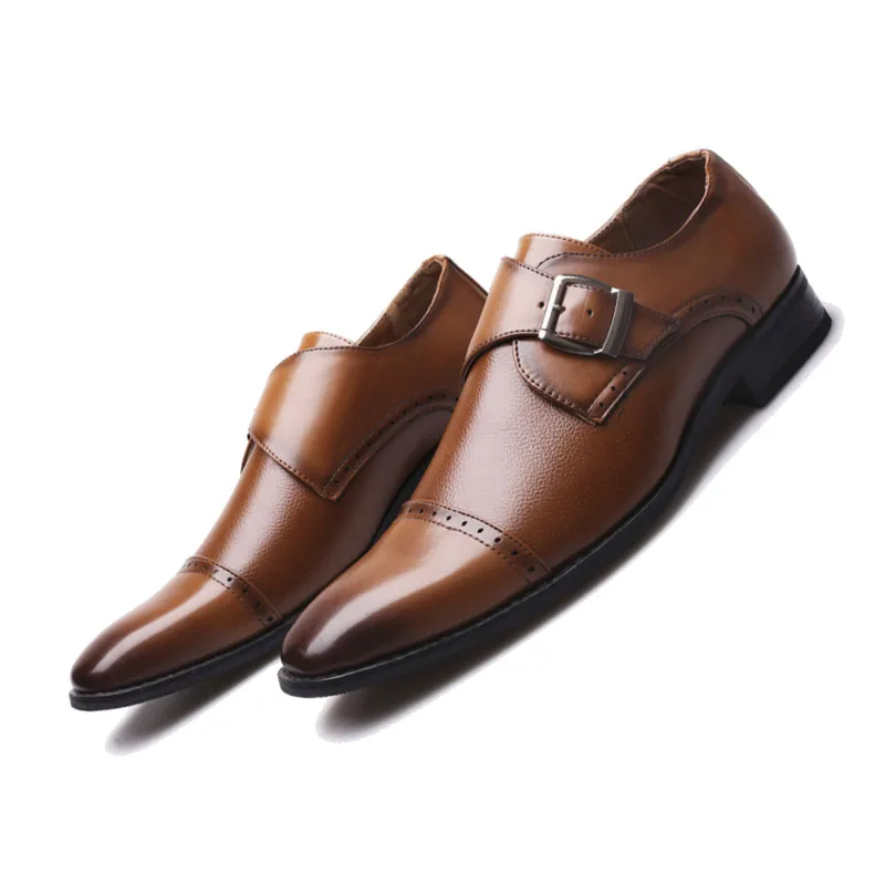 2021 new leather  dress shoes mens monk Strap  shoes
