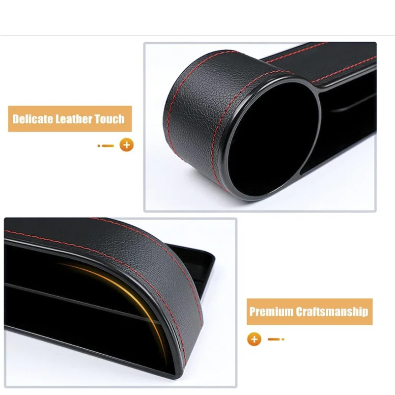 Car Seat Gap Filler Organizer Between Front seat car Organizer and Storage Box, Auto Premium PU Leather Console with Cup Holder