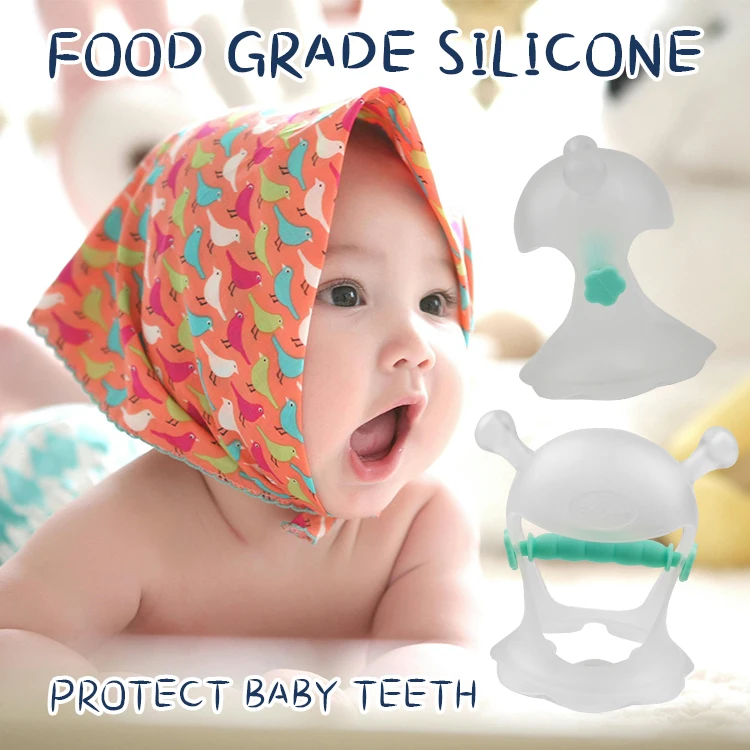 OBJ can customize snail set food silicone teether baby finger set teether baby silicone teether strap to prevent eating hands