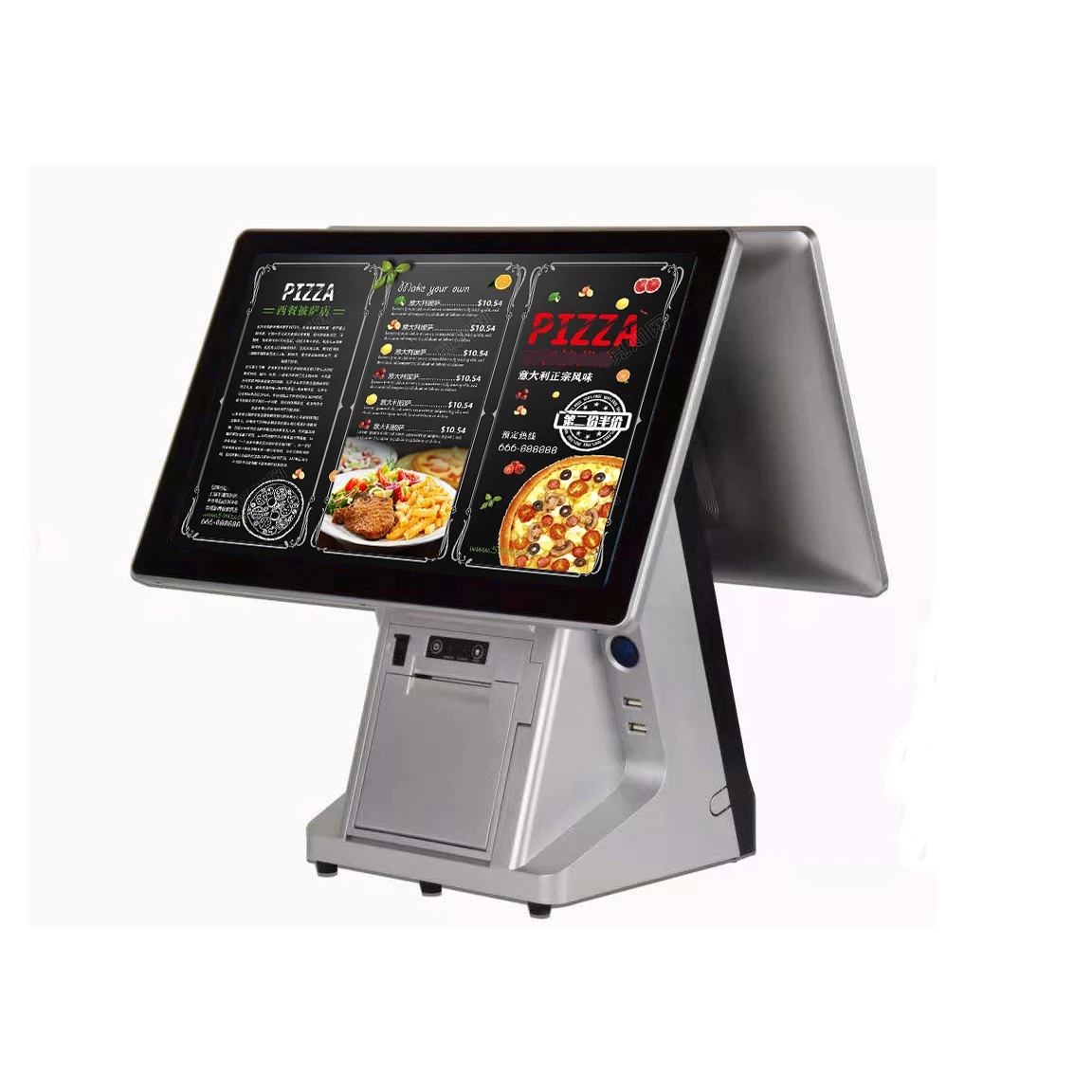 dual pos 15 inch and 10 inch android 4 gb ram 64 gb storage Windows 11 8 of ram cash register systems for food truck