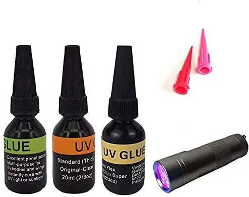 UV Clear Glue Three Formula Thick,Thin and Super Flew +12 LED UV Power Light Fly Tying for Building Flies(B01)