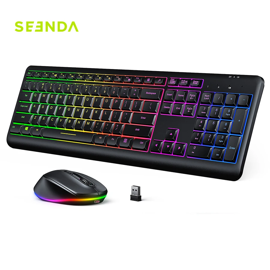 Seenda B02TZ Computer Usb Wired Combo Ergonomic Set BT Combo 2.4ghz Wireless Keyboard Mouse Combos
