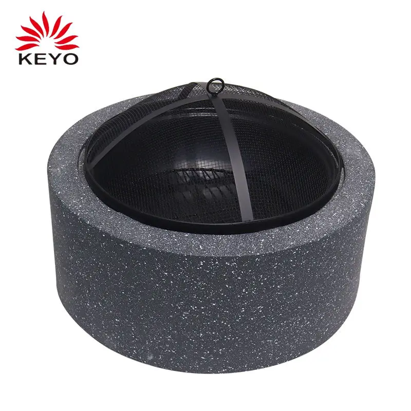 KEYO Outdoor Garden BBQ Grill Fire Pit Wood Burning Grey Fire Bowl Kits Round Fire Pit