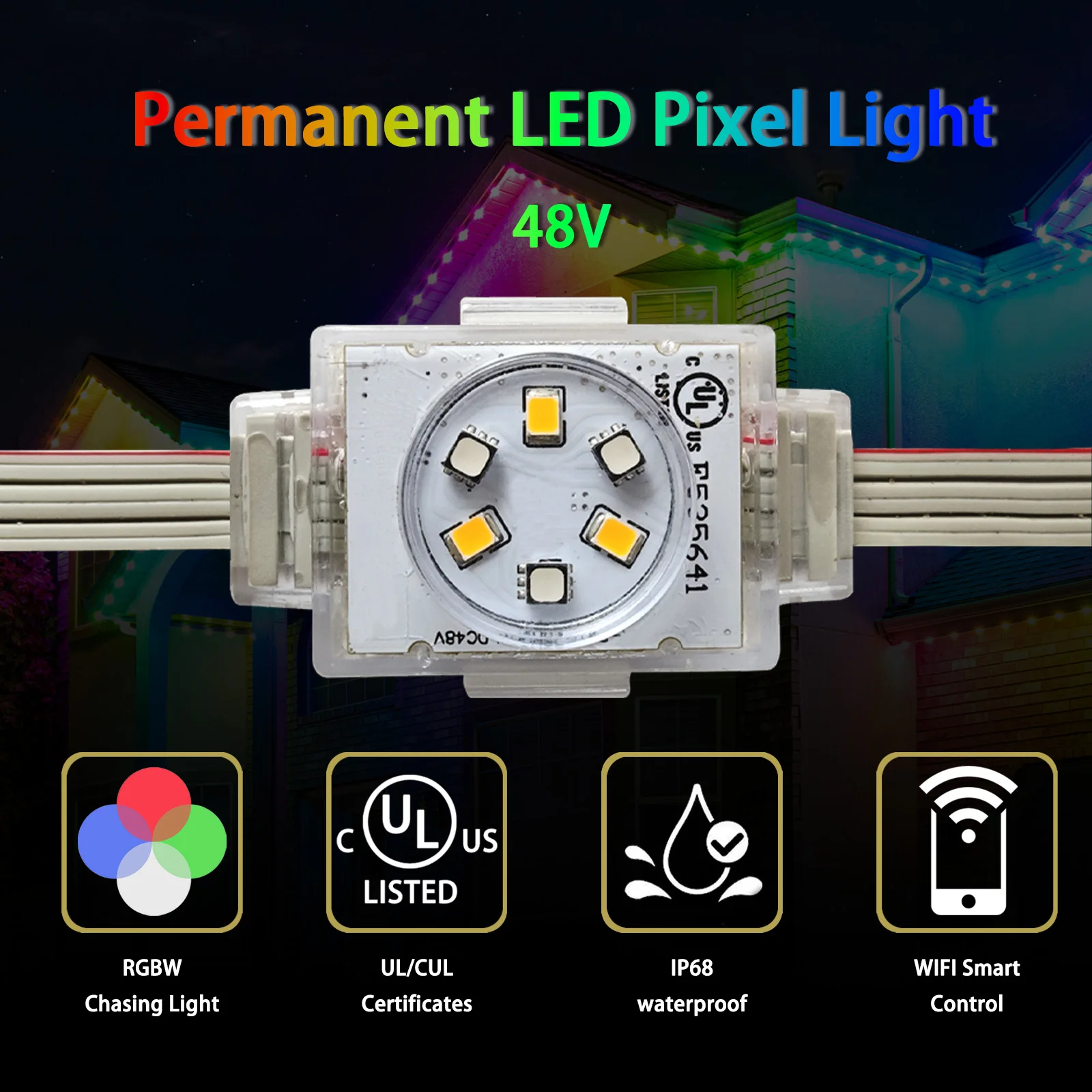 Christmas Permanent Holiday Led Lights Outdoor Waterproof Rgb String Lights Pebble Luz Navidad Point Pixel Light