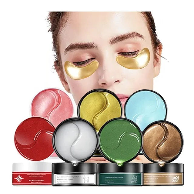 Moisturizing hyaluronic acid cooling eye mask dark circles eye bags removal gold eye patches gel pad