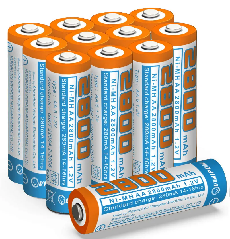 1,2 в Nimh AA 2800 мАч перезаряжаемые батареи, перезаряжаемая батарея высокой емкости AA