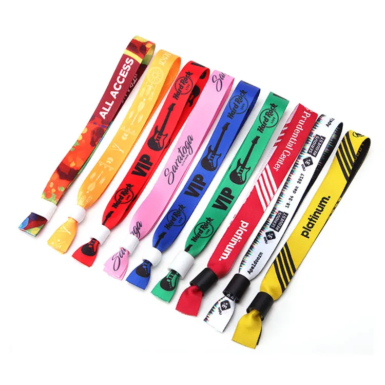 Hot selling One time use woven polyester bracelet sliding lock disposable wristband wrist band