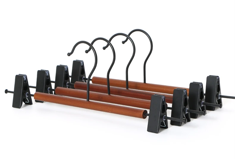Luxury Heavy Duty Metal Clothes Hangers  Flat Smooth Matt Metallic Coat Hangers with Wood Pants