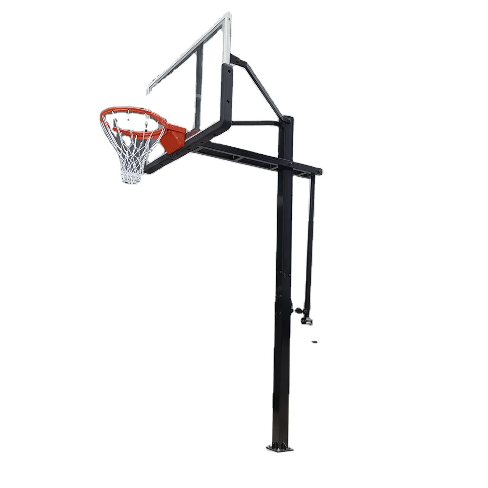 In-Ground Height Adjustable Basketball Hoop Stand with 60 Inch Backboard