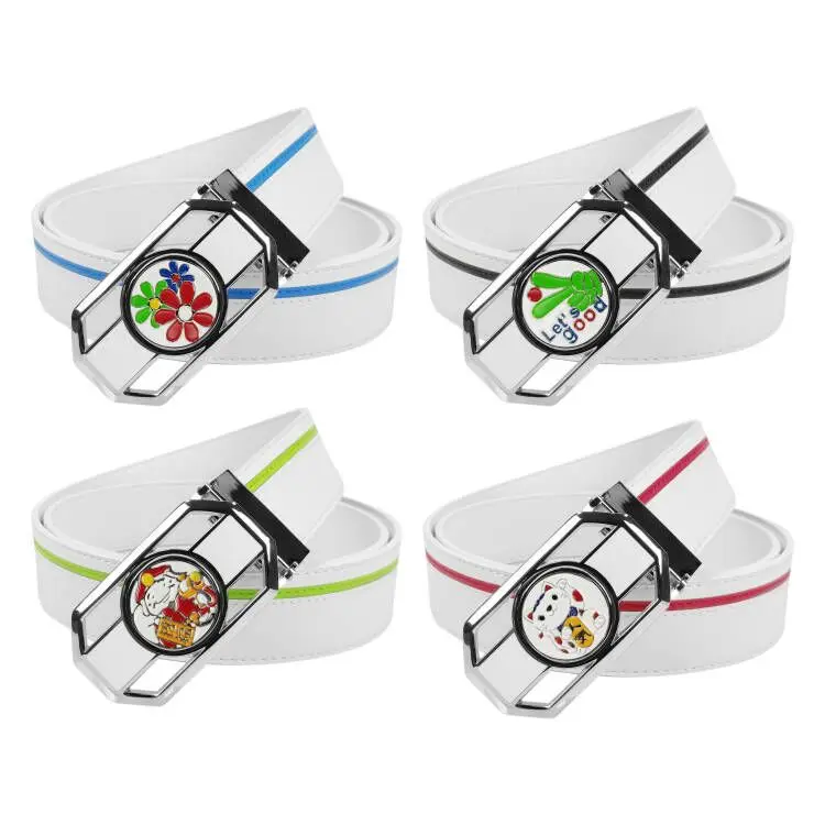 Unisex Wholesale Stylish Lightweight Adjustable Outdoor Cow Hide Leather Belt Buckle Alloy Material for Cowboy Golf Belts Men