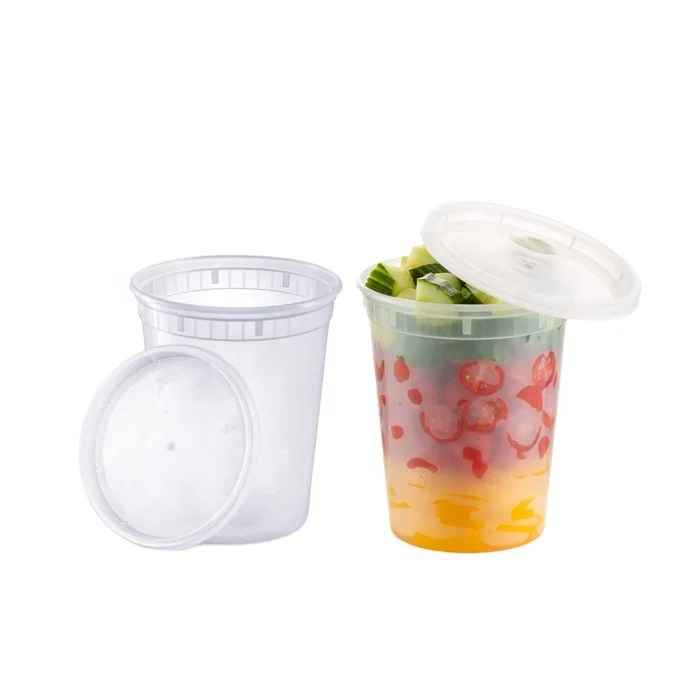 round plastic cup soup disposable 8 12 16 24 32 oz food wrap transparent plastic salad cup pp 16oz deli cup