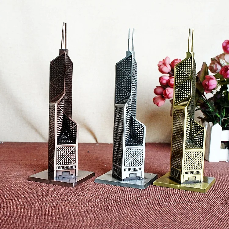 Hot Sale Craft Gifts Creative Home Decoration Europe Souvenir Metal model of Bank of China Tower in Hong Kong