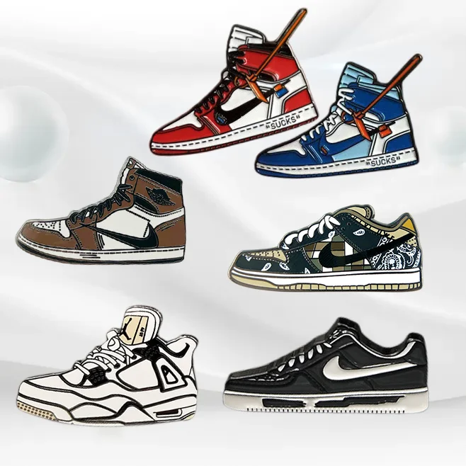 Customized Manufacturer Sport Shoes Lapel Pin Soft Enamel Basketball Shoes Badge Sports Custom Sneaker Shoes Badge