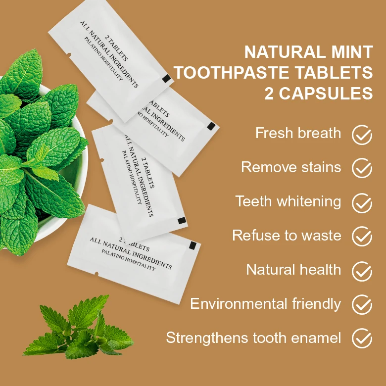 Custom Portable Hotel Eco Friendly Kraft Paper Packaging Bag Disposable Solid Dental Toothpaste Tablet