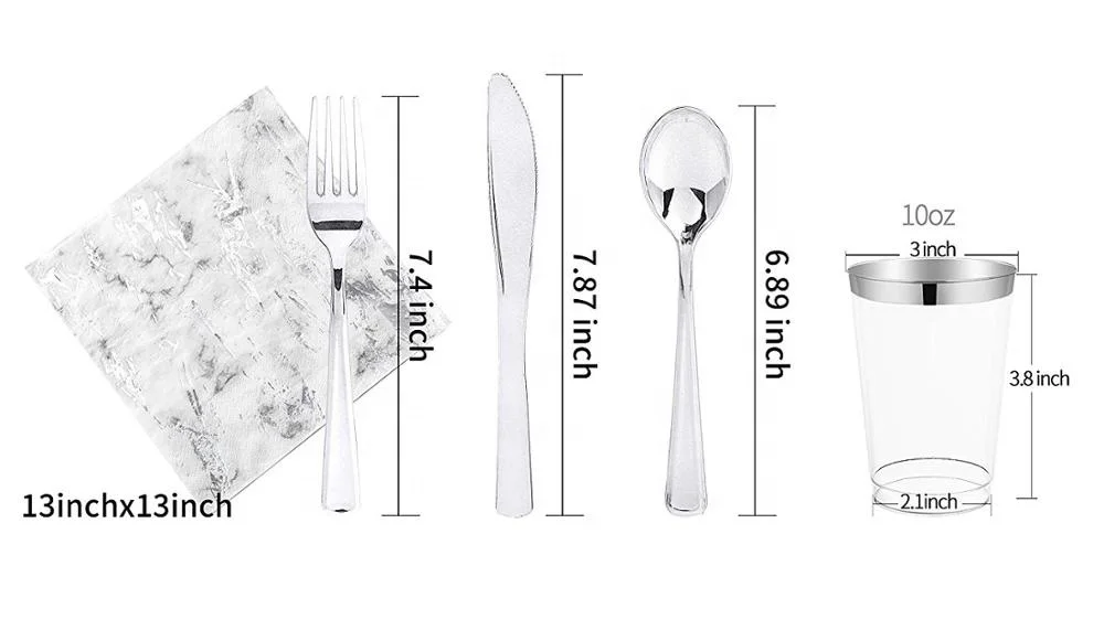 175pcs Best Price Holiday Clear Disposable Plastic Dinnerware sets