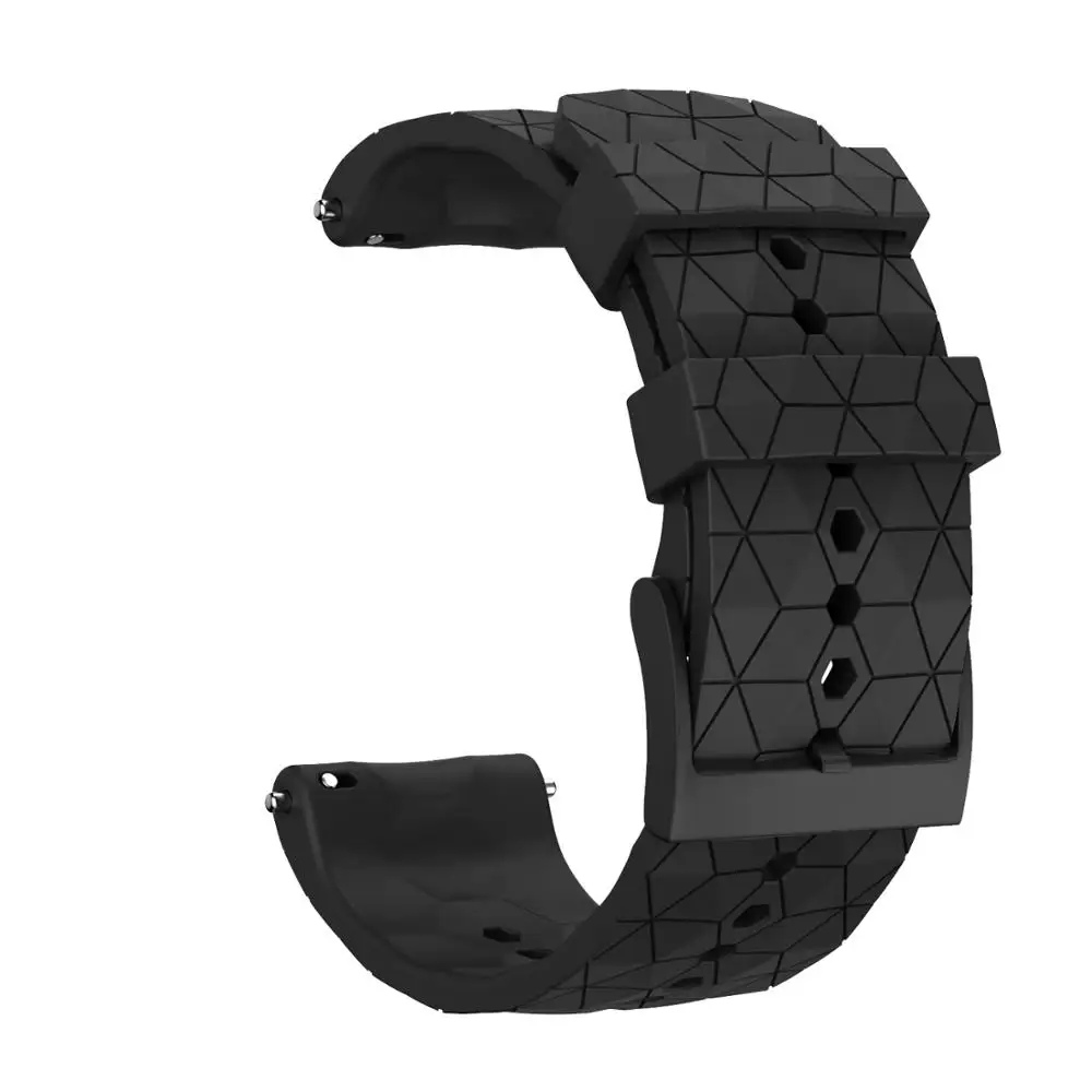 24mm Football Pattern Rubber Silicone Stainless Steel Buckle Watch Band Strap for Suunto 9 Baro Copper / SUUNTO 9
