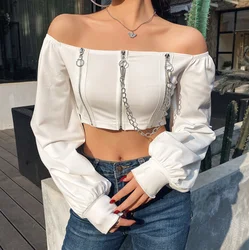 XJYD Wholesale Off Shoulder Crop Short Tops Women Fancy White Evening Bandage Tops Blouses