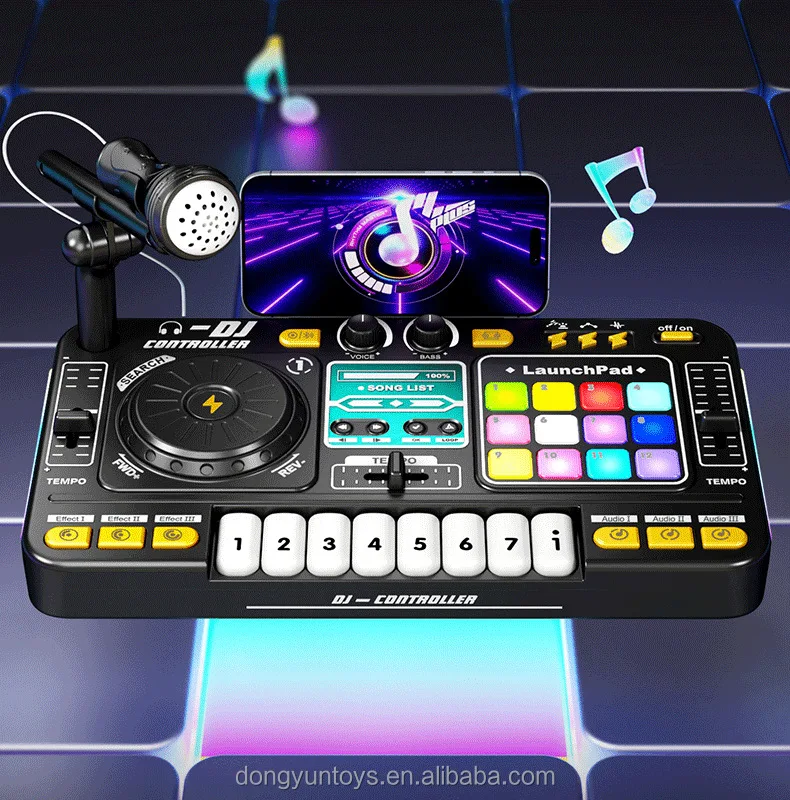 Kids STAR DJ Mixer with USB Microphone Musical Instrument bluetooth Connectable  DJ Music Table DJ Controller Music Toys
