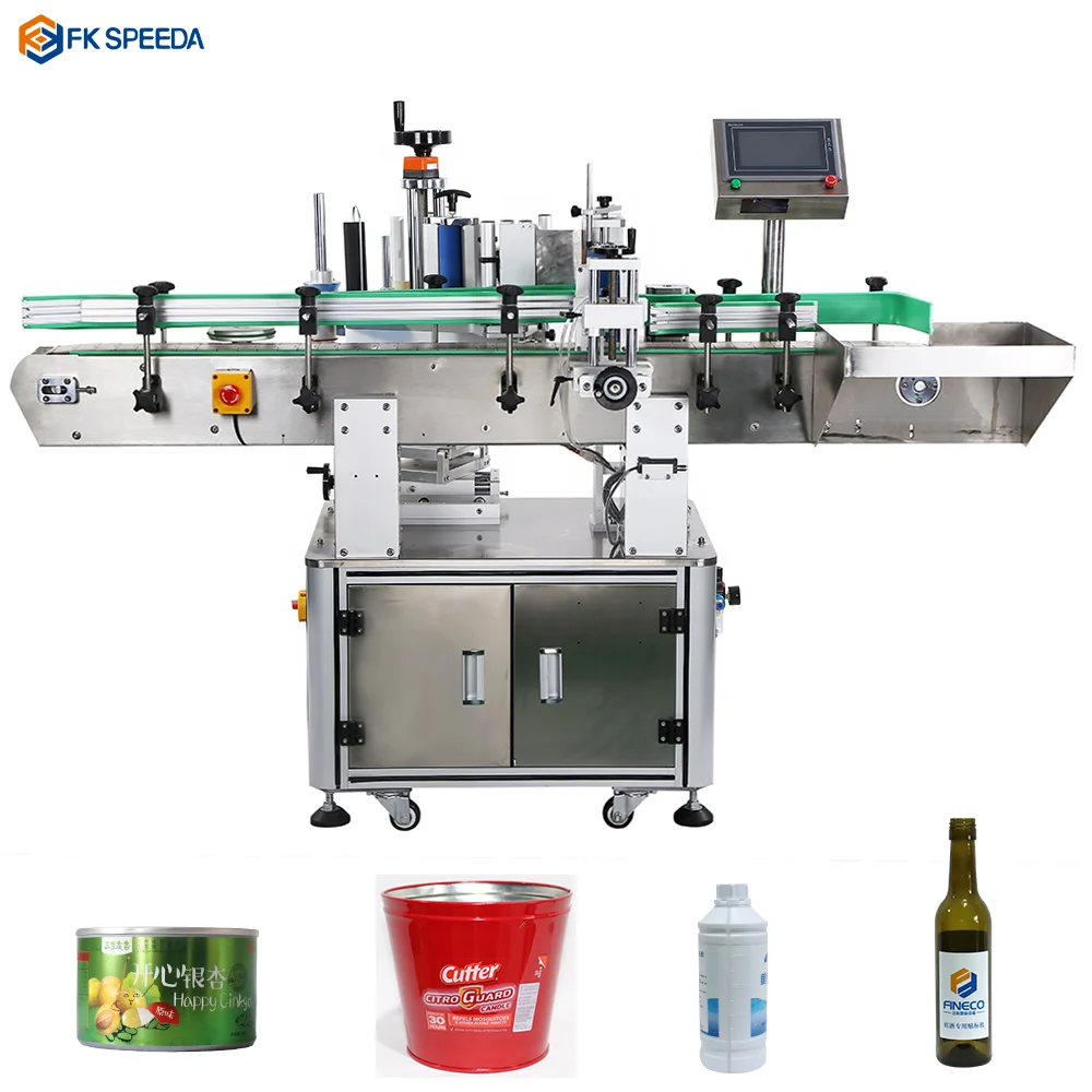 FK805  Bench Top Labeller Pet Jar Water Bottle Double Side Automatic Positioning Labeling Stickering Machine