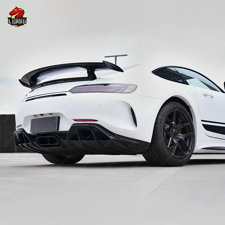 AMG GTR Style Front Rear Bumper Dry carbon fiber Side skirt and Spoiler Wing Exhaust Tail For BENZ AMG GT/GTC/GTS Wide body kit