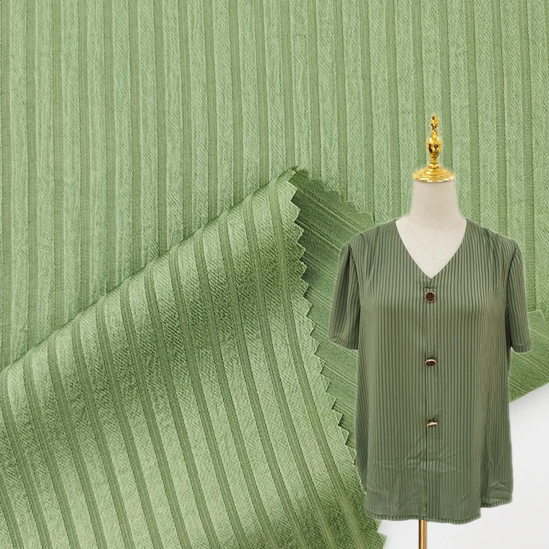 wholesale mixed colors imitation silk plain dyed jacquard stripe stretchy satin woven fabric for pajamas