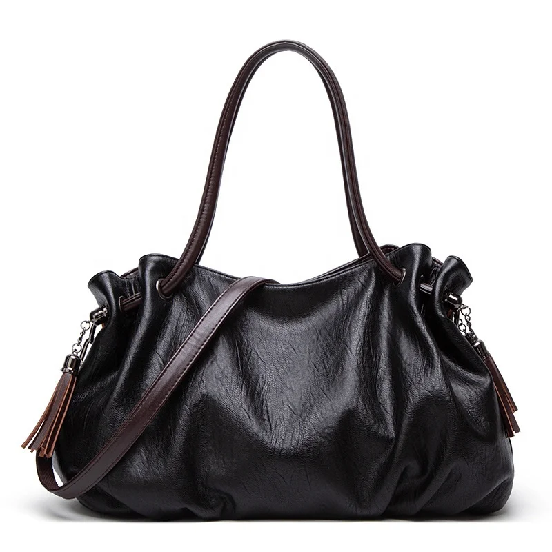 New Fashion Large Capacity Tassel Style Soft Leather Lady Shoulder Bag Women Handbags