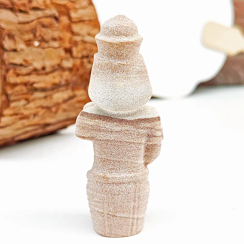 Egyptian Pharaoh Akhenaten crystal Hand carved Wood sand sculptures Crystal Healing Statue