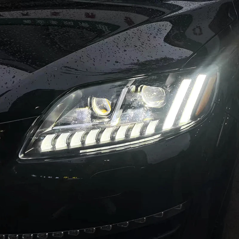 REMABAN Fro Audi Q7 headlight assembly 05-15 Q7 old model modified new laser LED headlight streamer steering